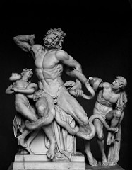 This sculpture is either an orginal sculpture created by Hagesandros, Polydoros, and Athanadoros of Rhodes or a ___ copy of the original; its subjects are__ ___, the Trojan Priest who tried to warn his countrymen about the Trojan Horse, and his__ This sculpture is either an orginal sculpture created by Hagesandros, Polydoros, and Athanadoros of Rhodes or a ___ copy of the original; its subjects are__ ___, the Trojan Priest who tried to warn his countrymen about the Trojan Horse, and his__