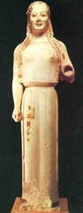This sculpture is entitled___ it was dedicated in 530BCE and its medium is ___ ___ This sculpture is entitled___ it was dedicated in 530BCE and its medium is ___ ___