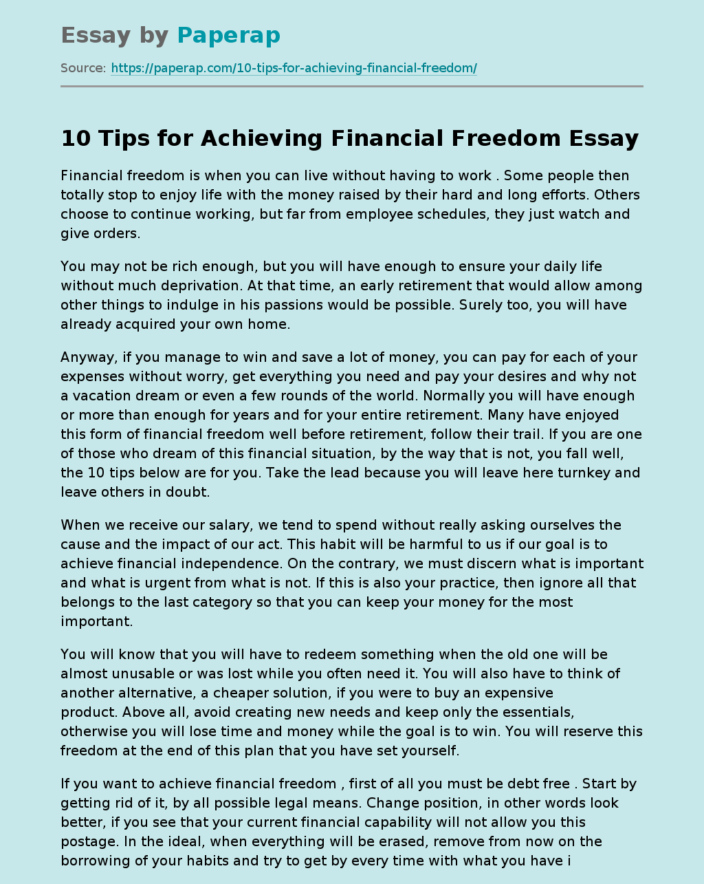 10 Tips for Achieving Financial Freedom