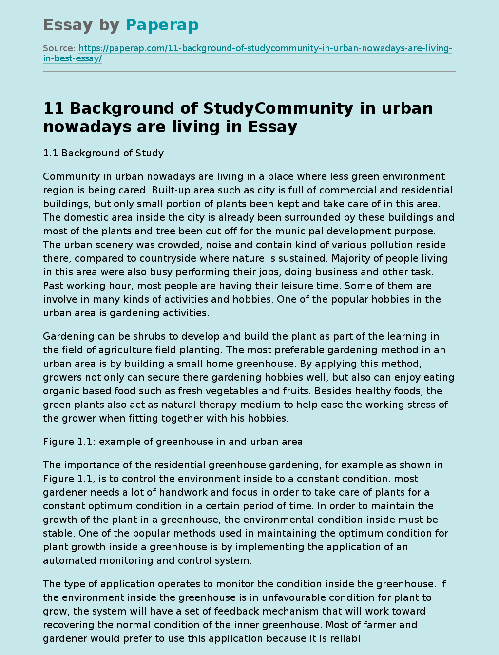 11 Background of StudyCommunity in urban nowadays are living in
