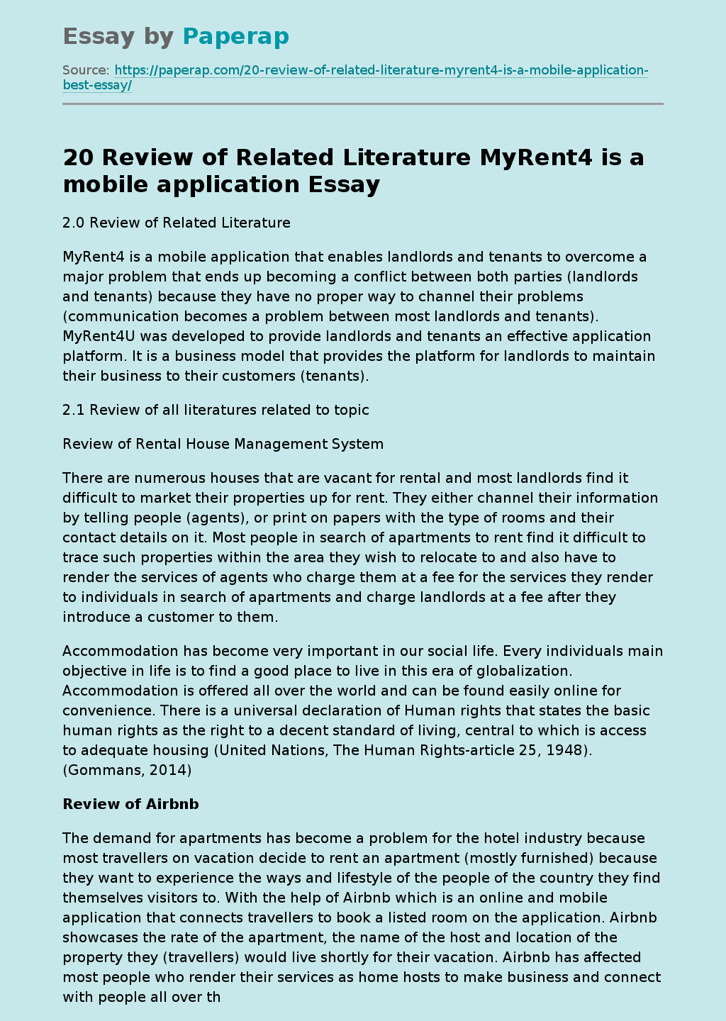 20 Review of Related Literature MyRent4 is a mobile application