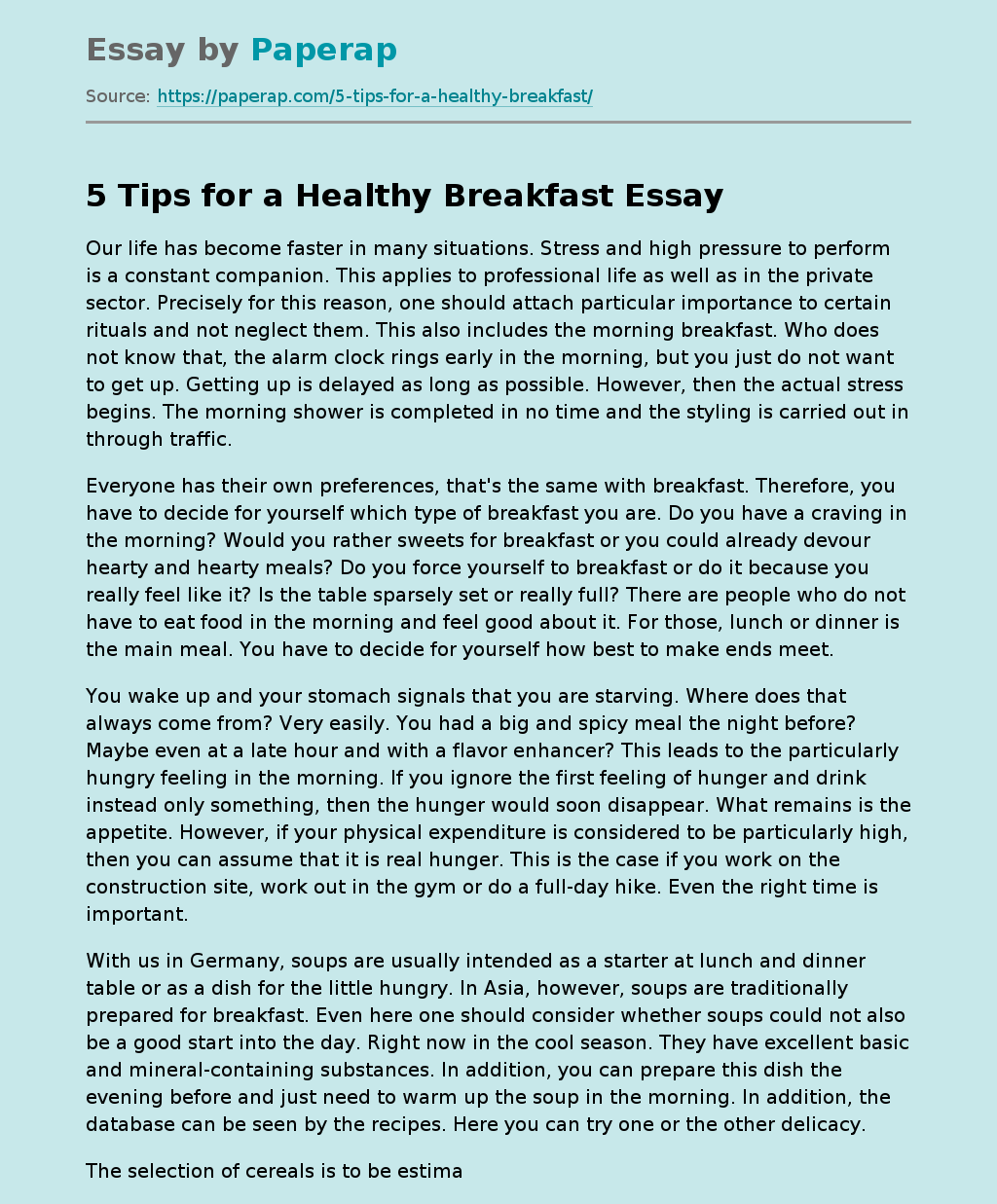 5 Tips for a Healthy Breakfast