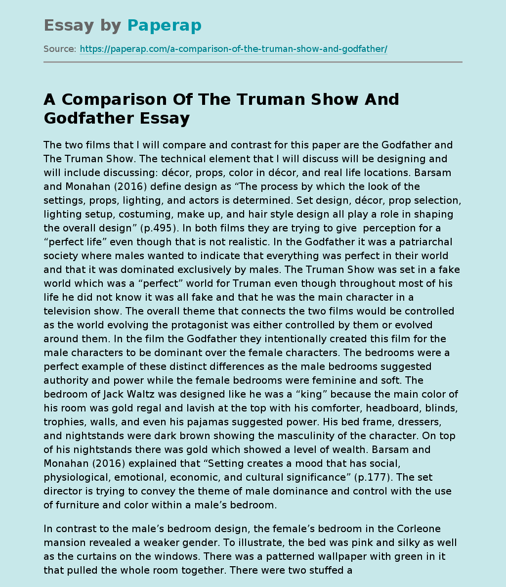 A Comparison Of The Truman Show And Godfather