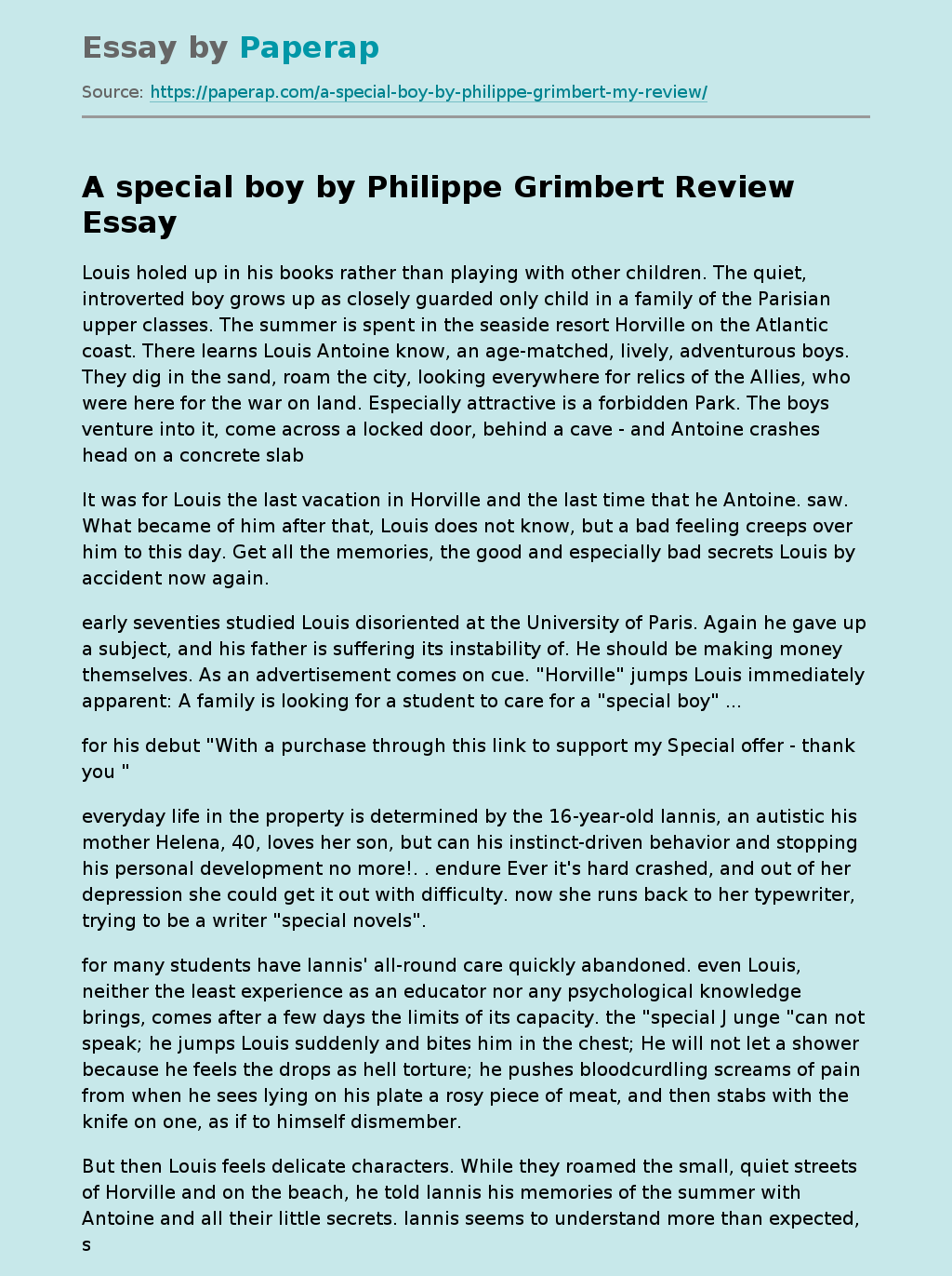 A special boy by Philippe Grimbert Review