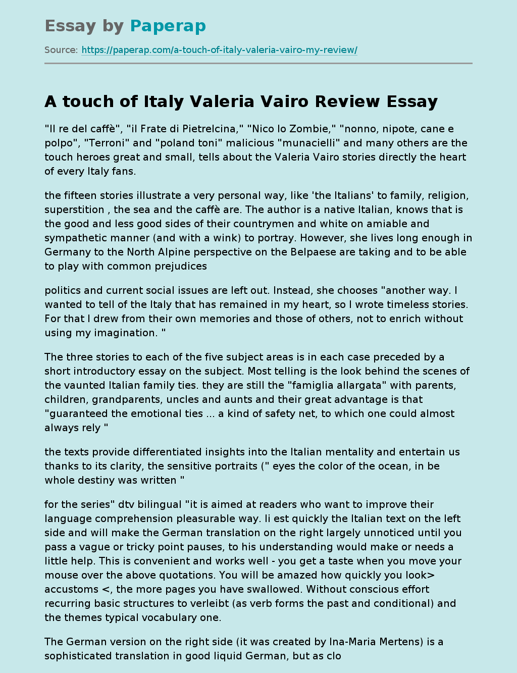 “A Touch of Italy” by Valeria Vairo