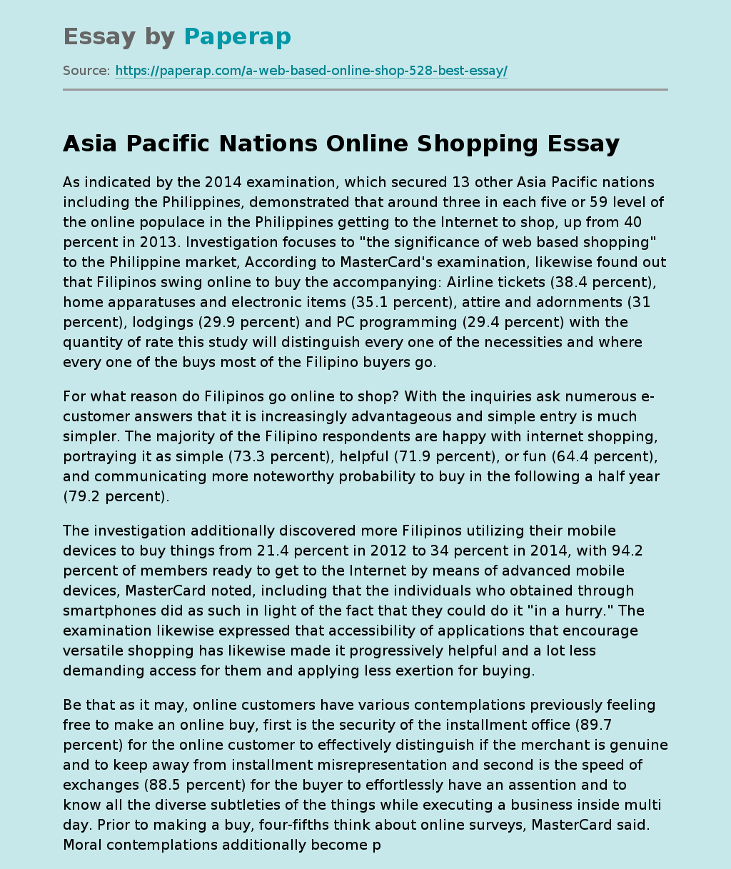 Asia Pacific Nations Online Shopping