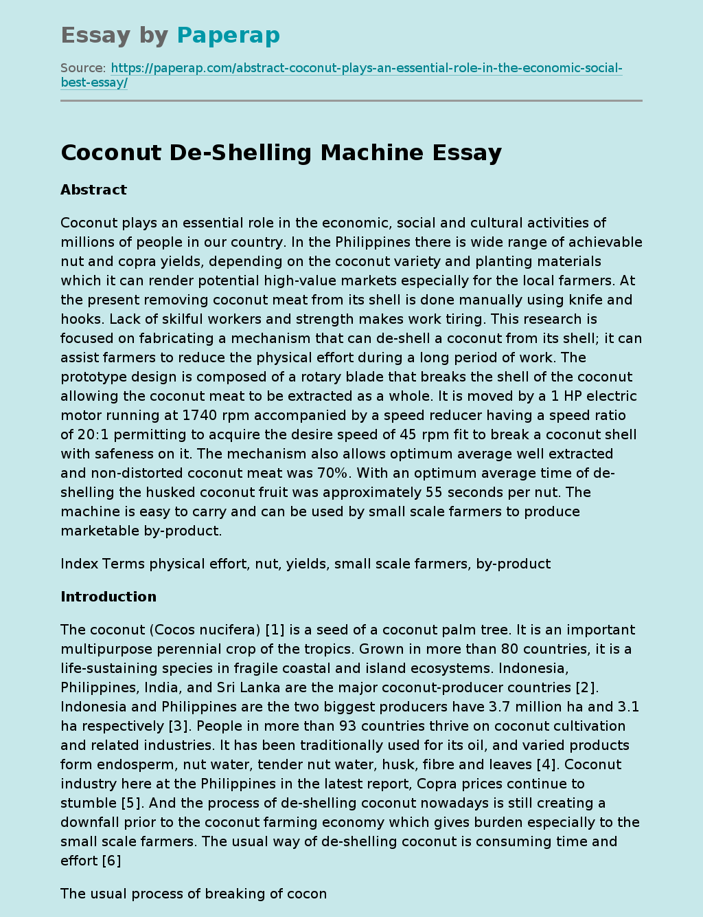 Coconut De-Shelling Machine