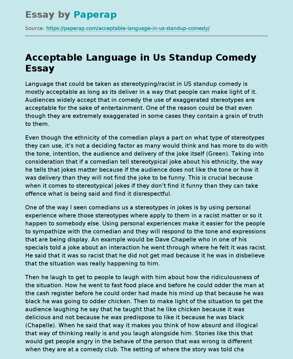 Acceptable Language in Us Standup Comedy