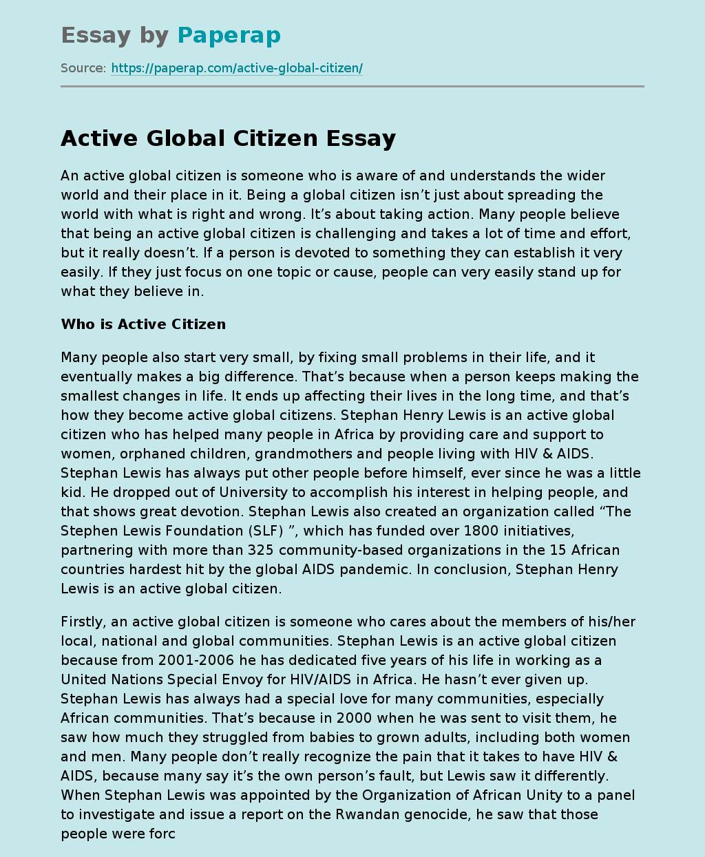 Active Global Citizen