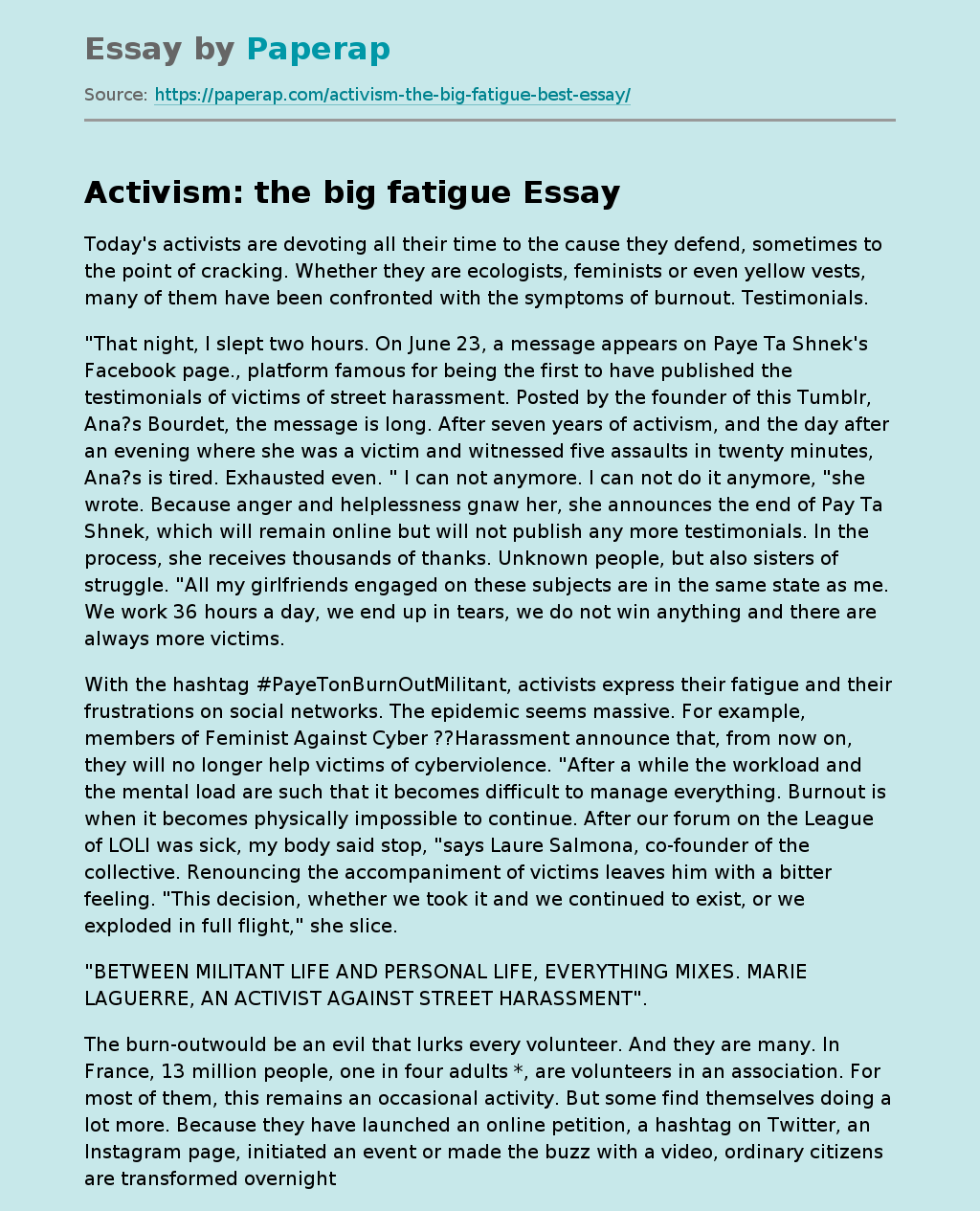 Activism: the big fatigue