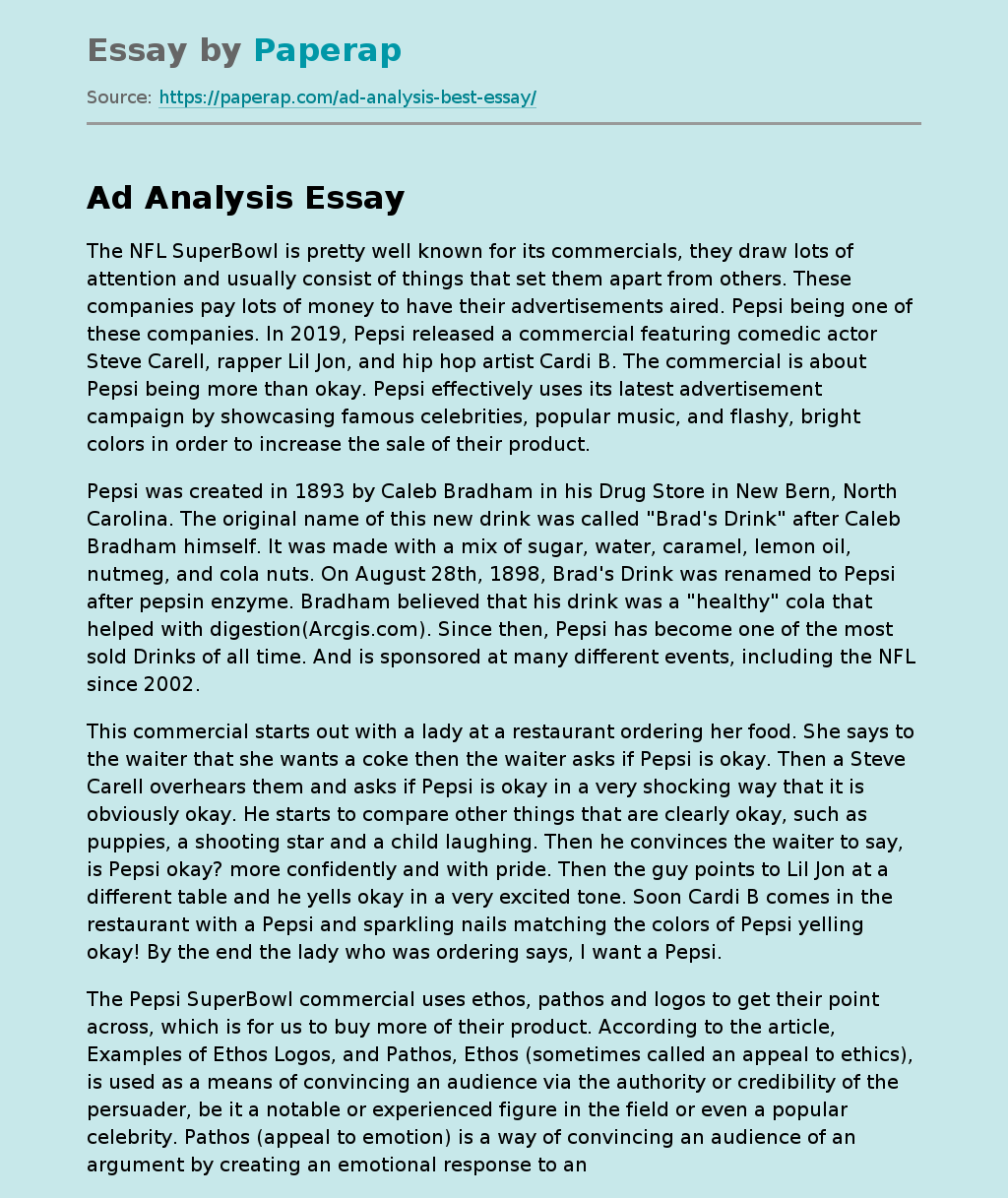 ad analysis example essay