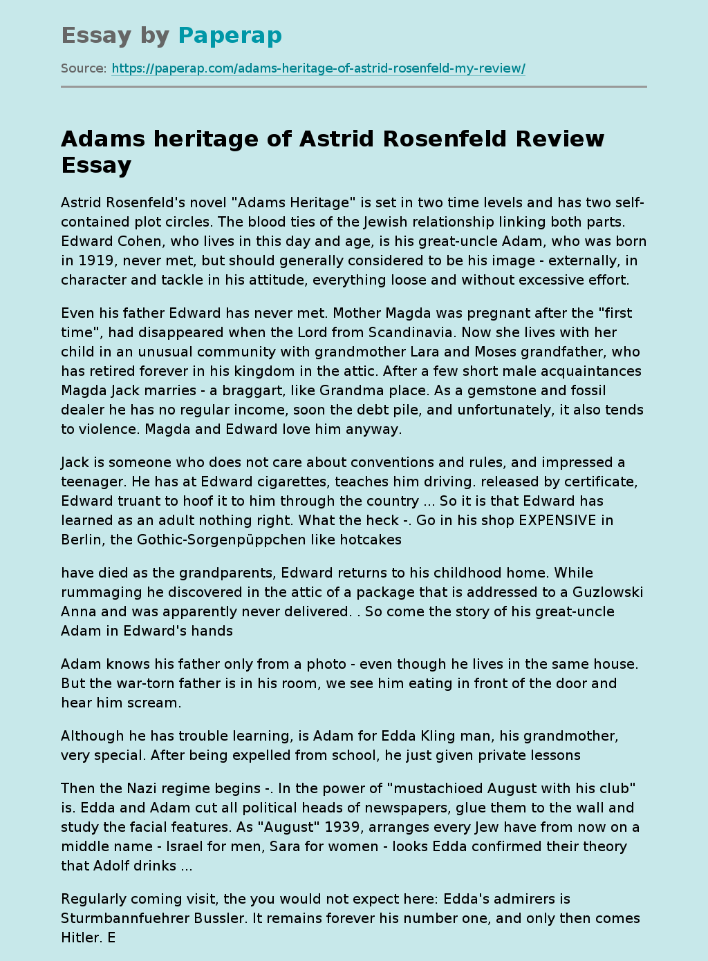 “Adams Heritage” of Astrid Rosenfeld