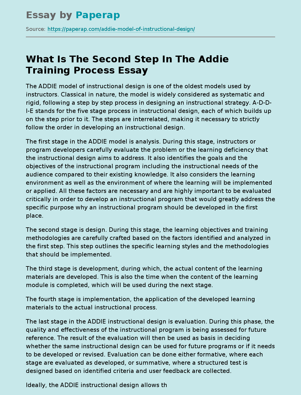 What Is The Second Step In The Addie Training Process
