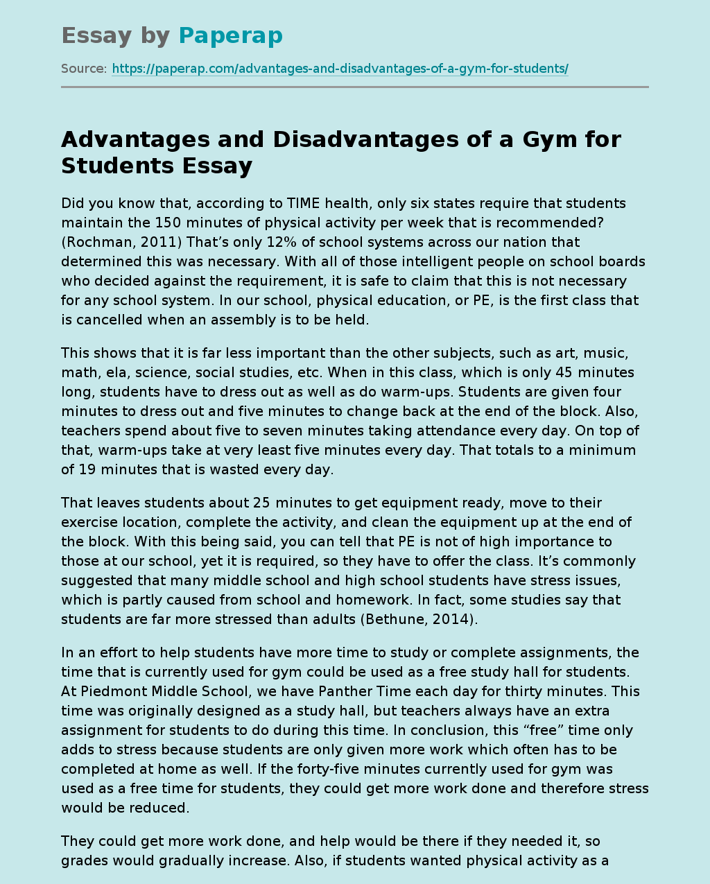 gym observation essay