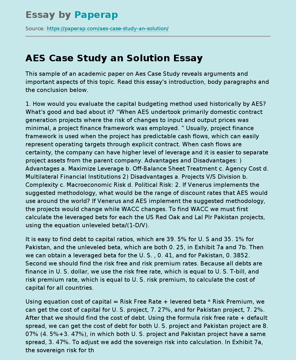 AES Case Study an Solution