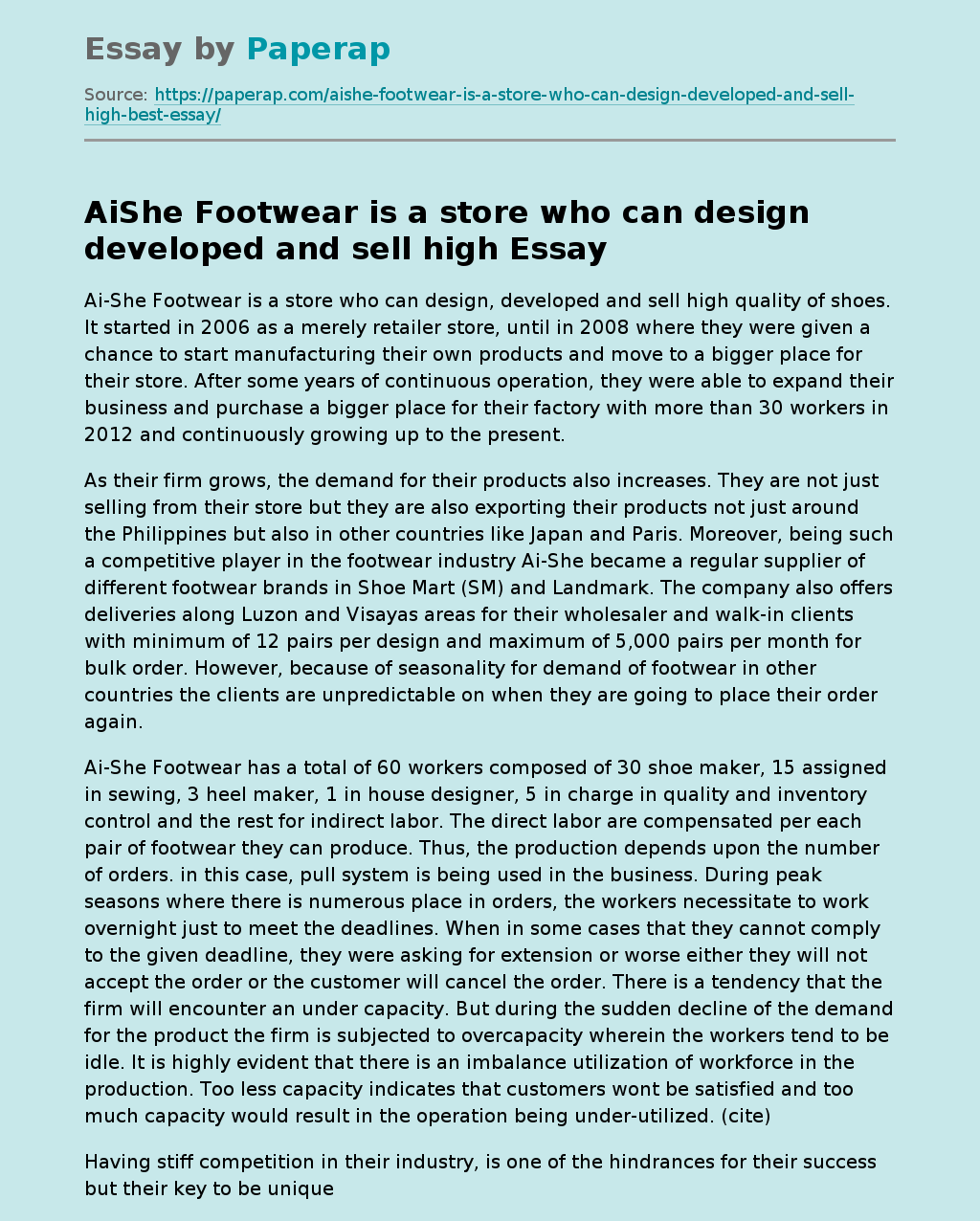 Aishe Is a Store Who Can Design Developed and Sell High