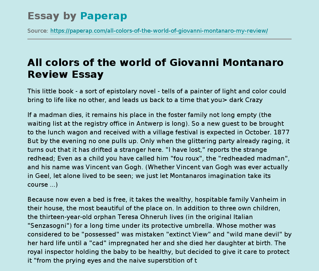 All colors of the world of Giovanni Montanaro Review