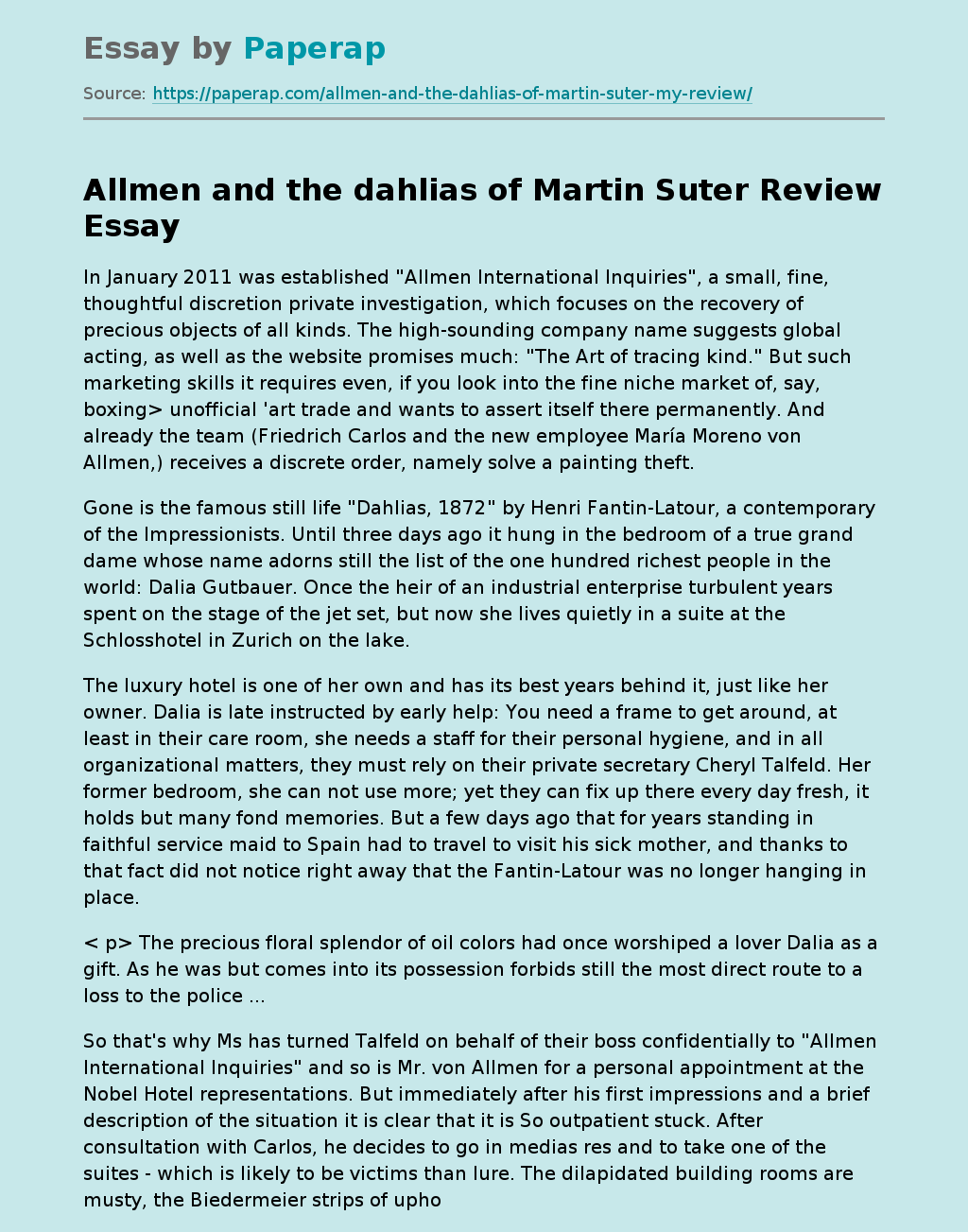Allmen and the dahlias of Martin Suter Review