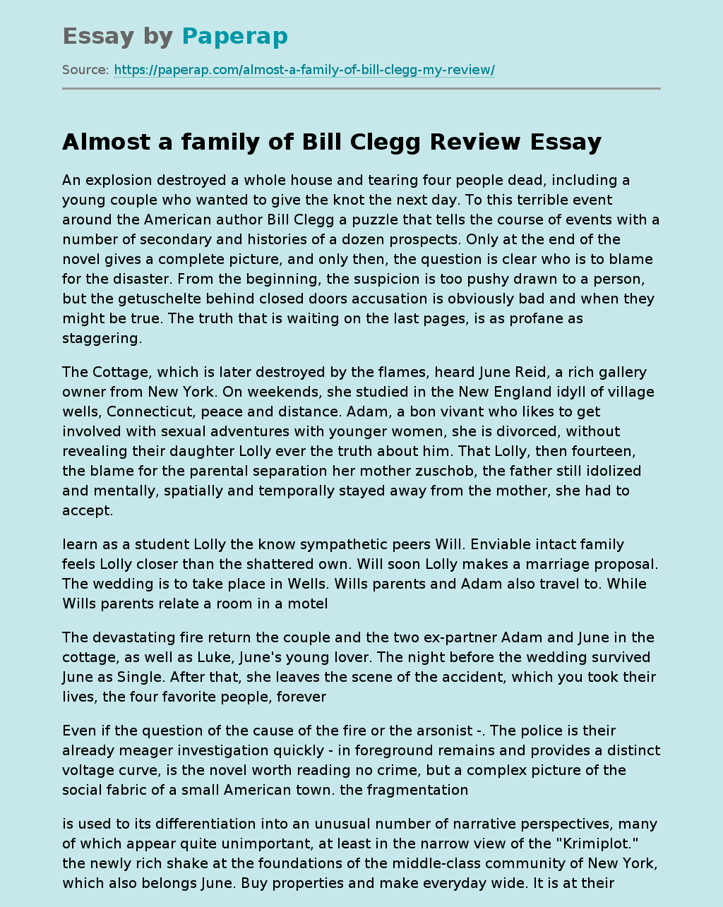 Almost a Family of Bill Clegg Review