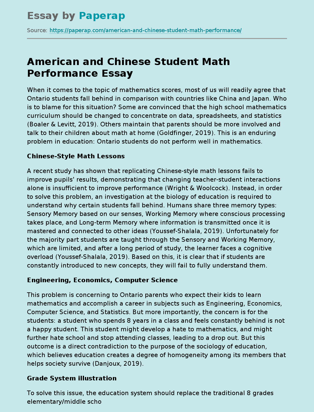 American and Chinese Student Math Performance