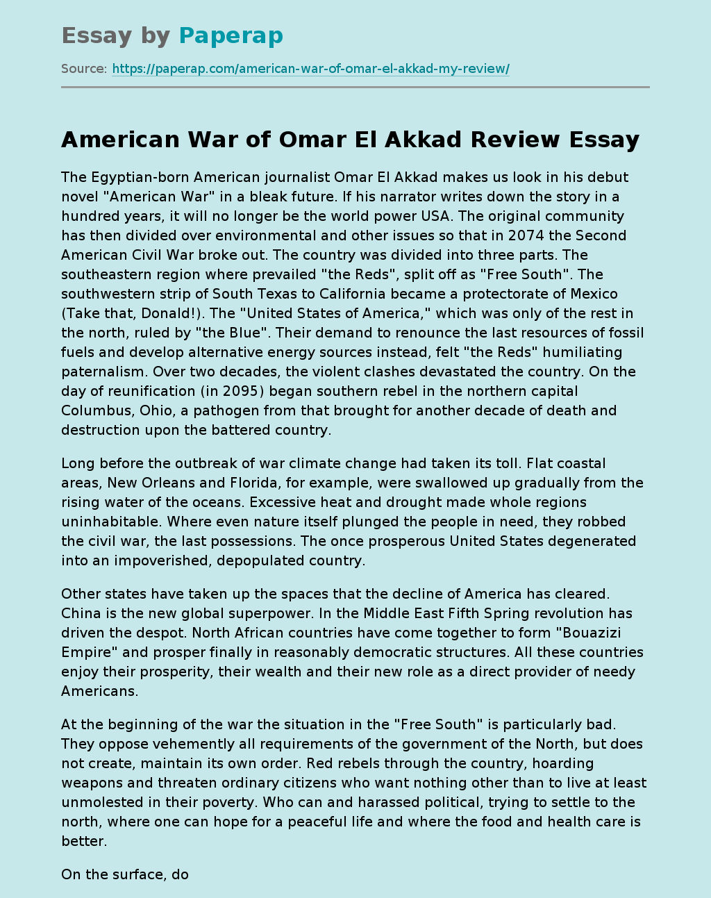 American War of Omar El Akkad Review