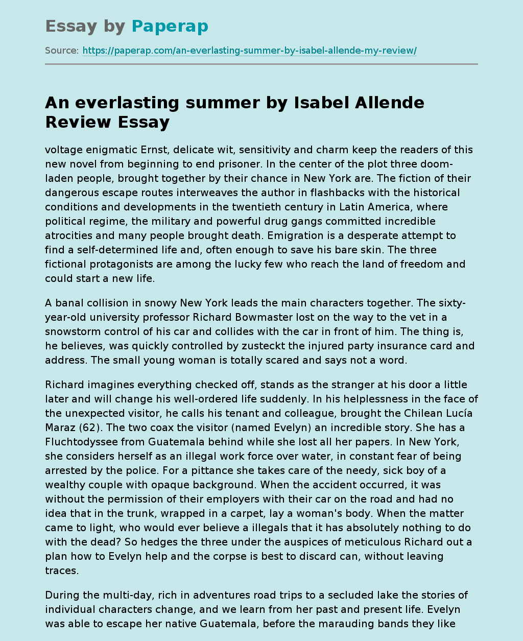 An everlasting summer by Isabel Allende Review