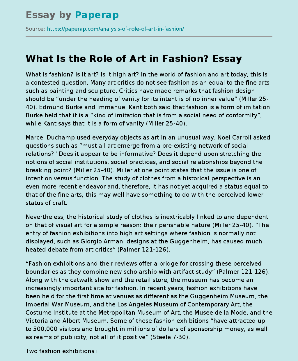 essay on role of fashion