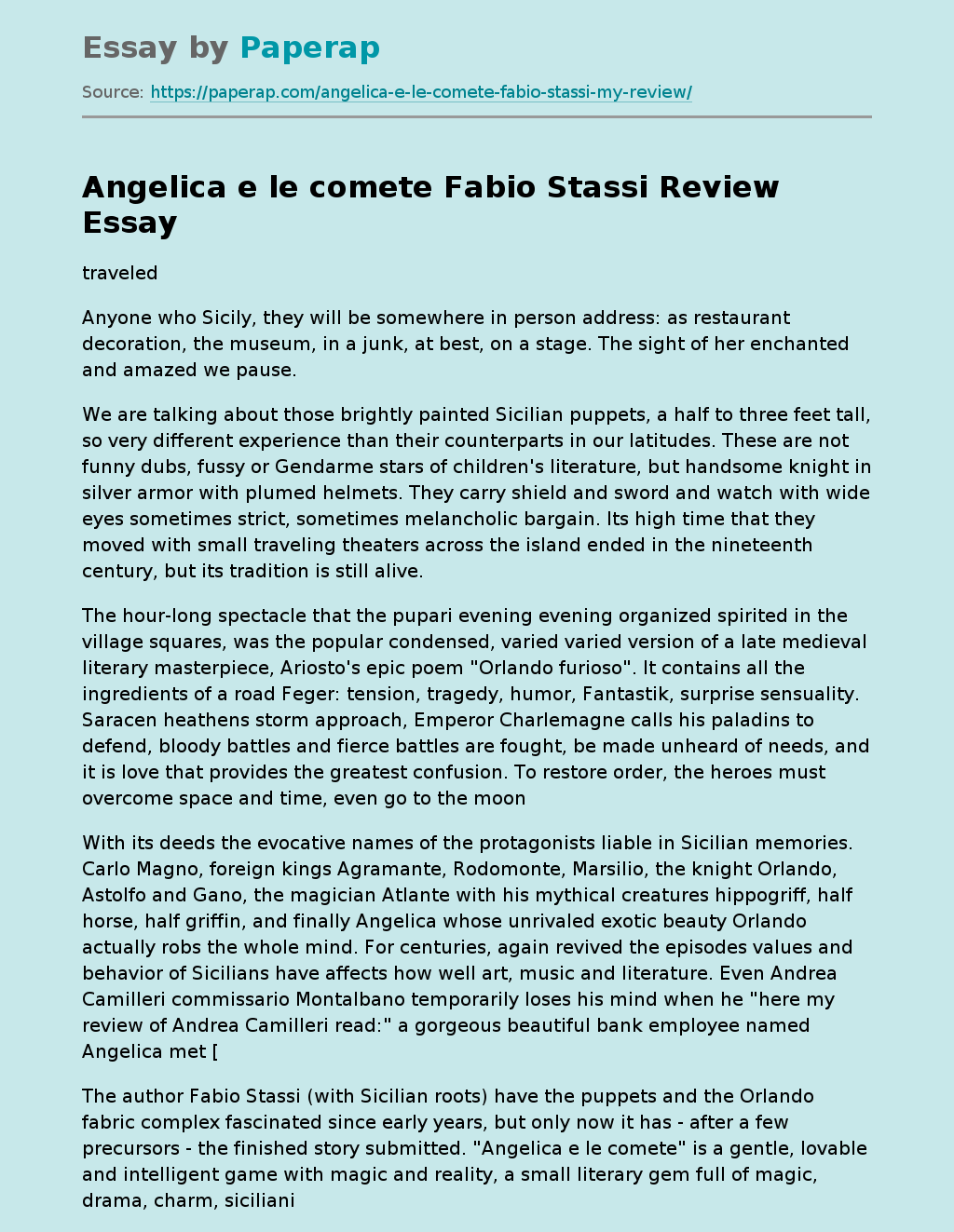 Angelica e le Comete Fabio Stassi Review