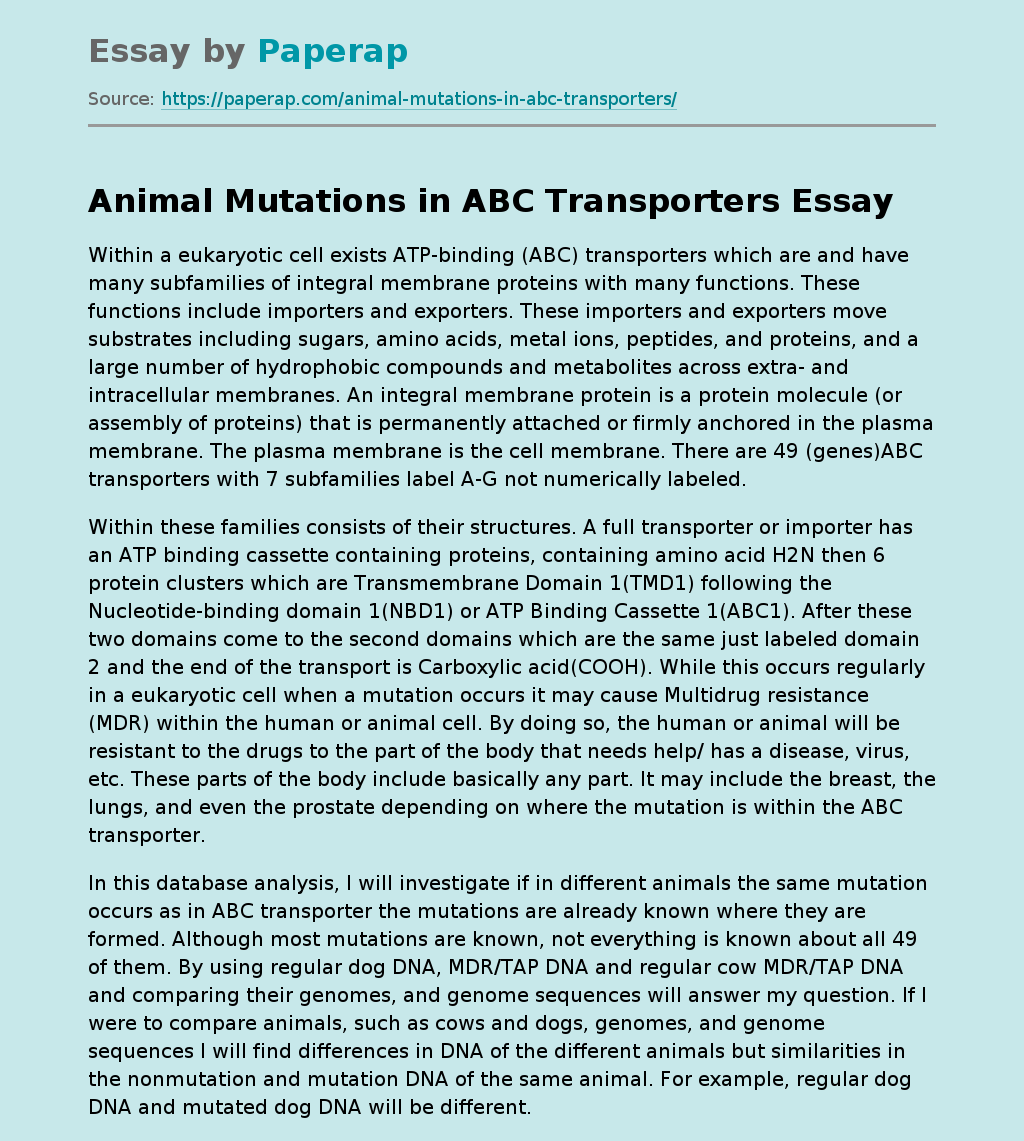 Animal Mutations in ABC Transporters