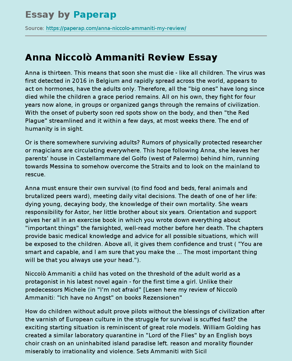 Anna Niccolò Ammaniti Review
