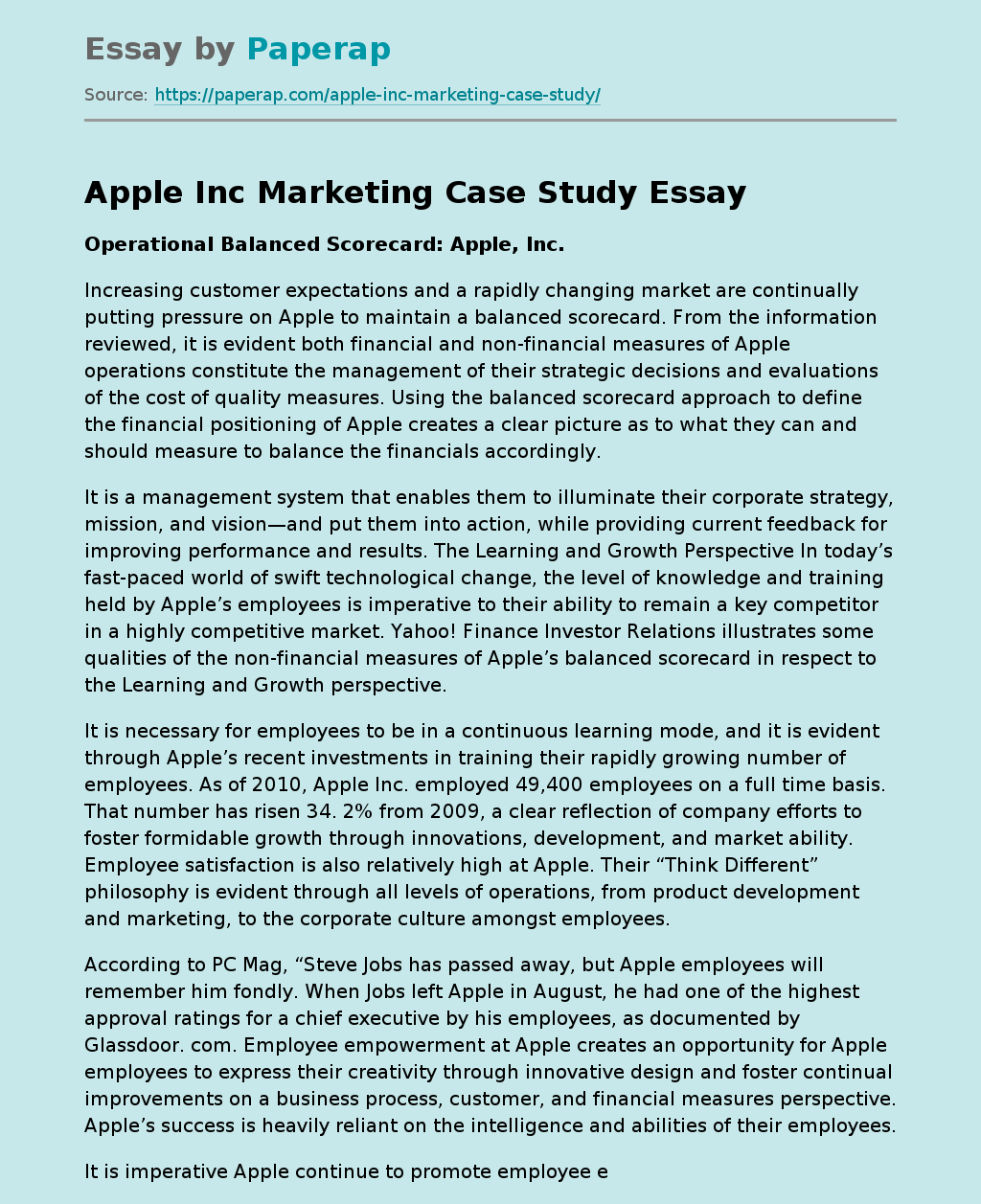 Apple Inc Marketing Case Study