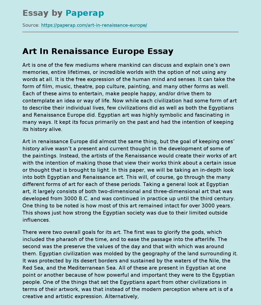Art In Renaissance Europe