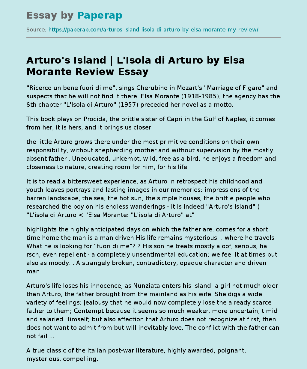 Arturo's Island | L'Isola di Arturo by Elsa Morante Review
