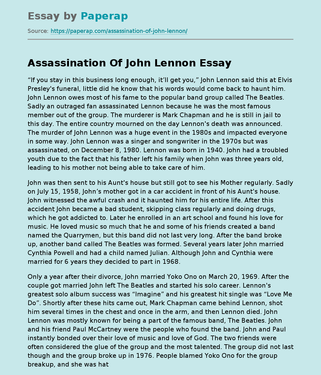 Assassination Of John Lennon