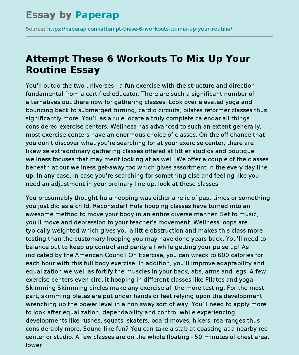 essay for work out