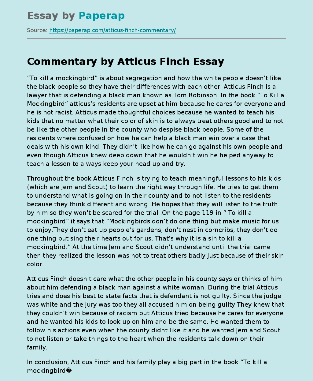 Commentary by Atticus Finch