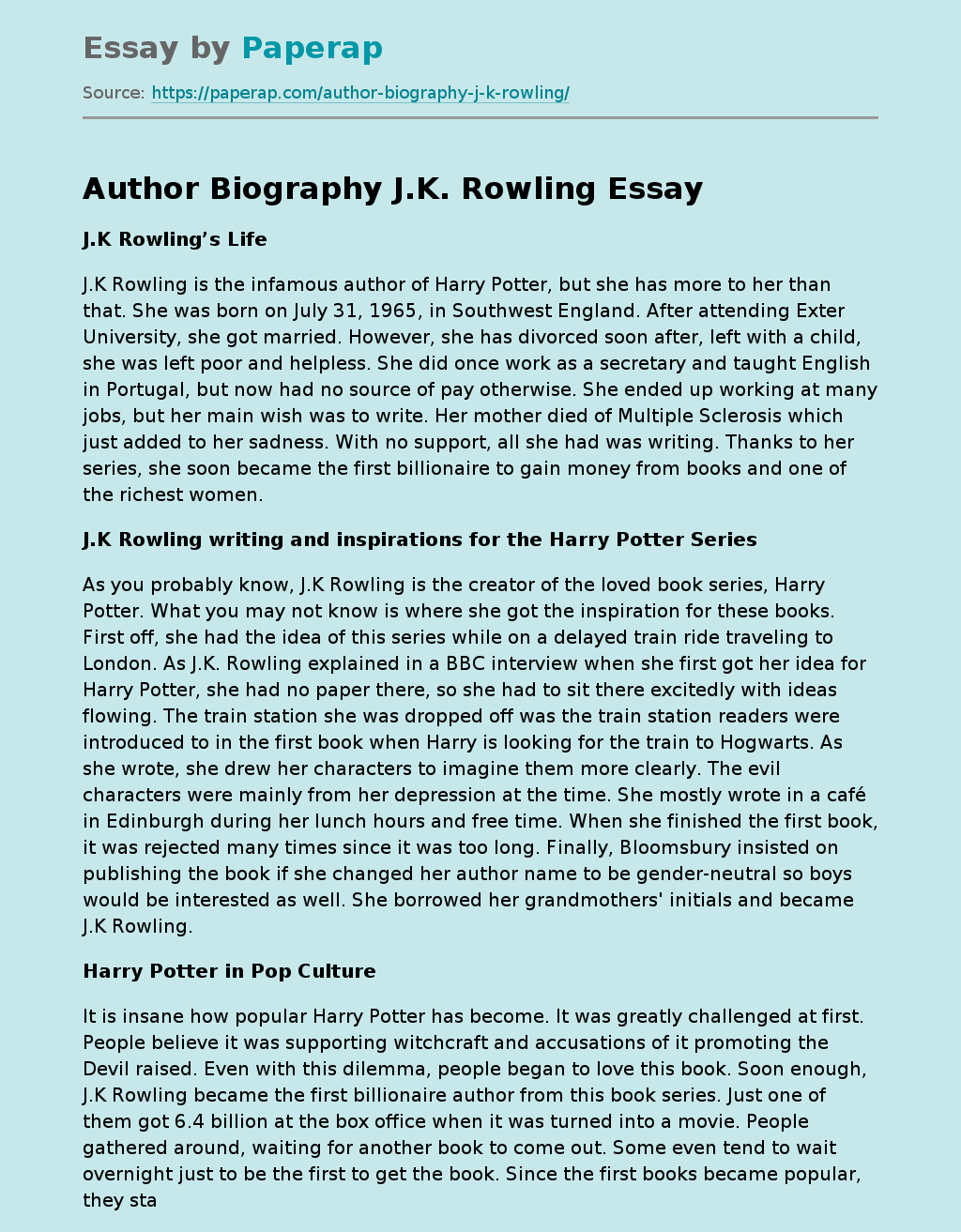 Author Biography J.K. Rowling