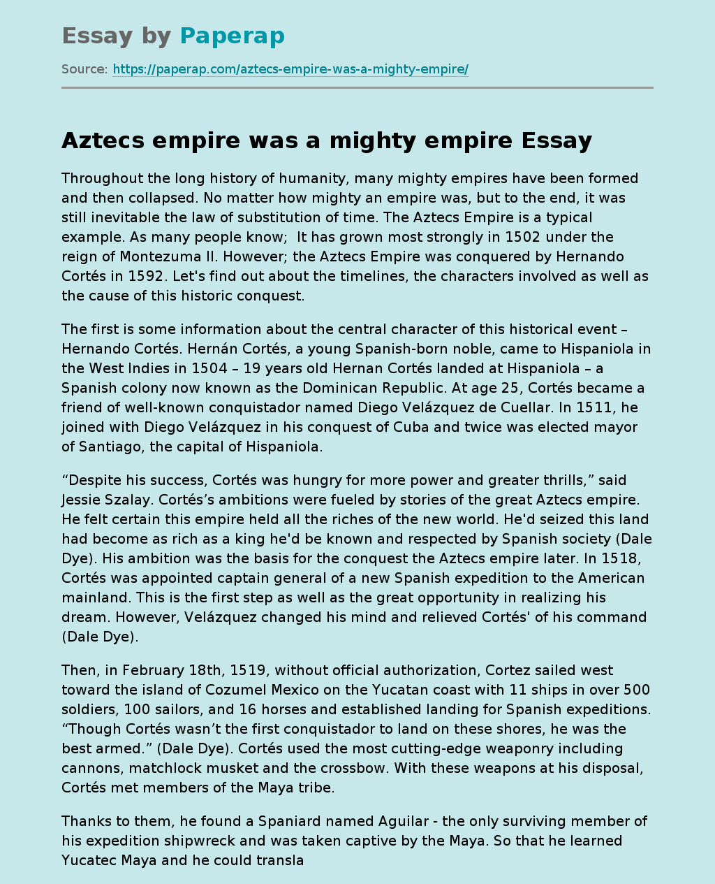 Aztecs empire was a mighty empire