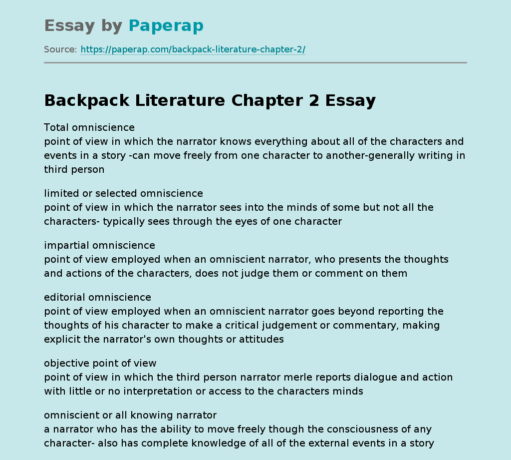 Backpack Literature Chapter 2