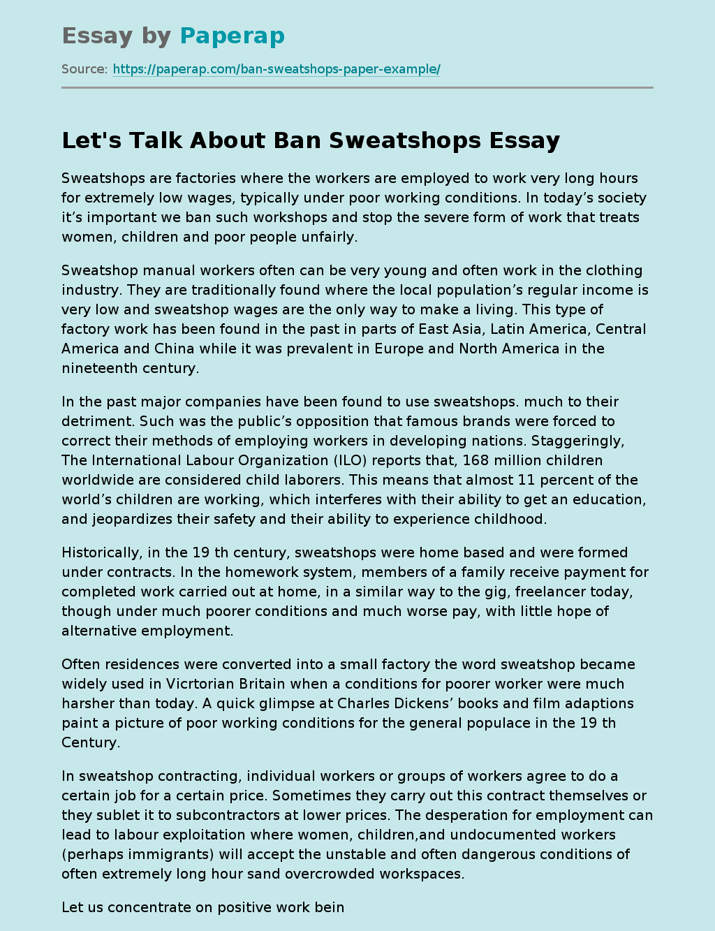 Let's Talk About Ban Sweatshops