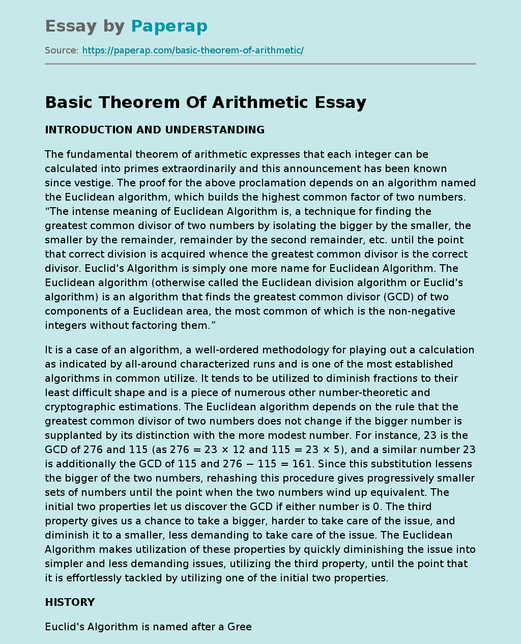 Basic Theorem Of Arithmetic