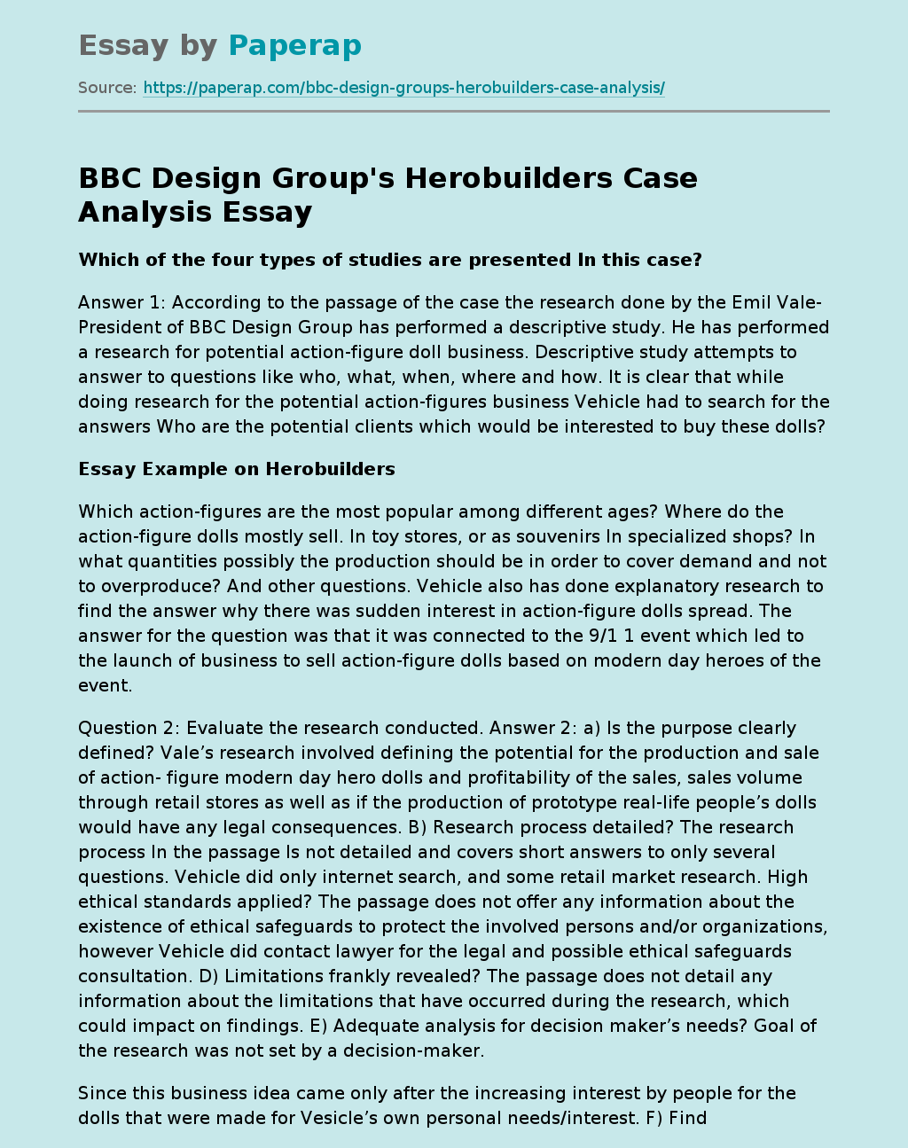 BBC Design Group's Herobuilders Case Analysis