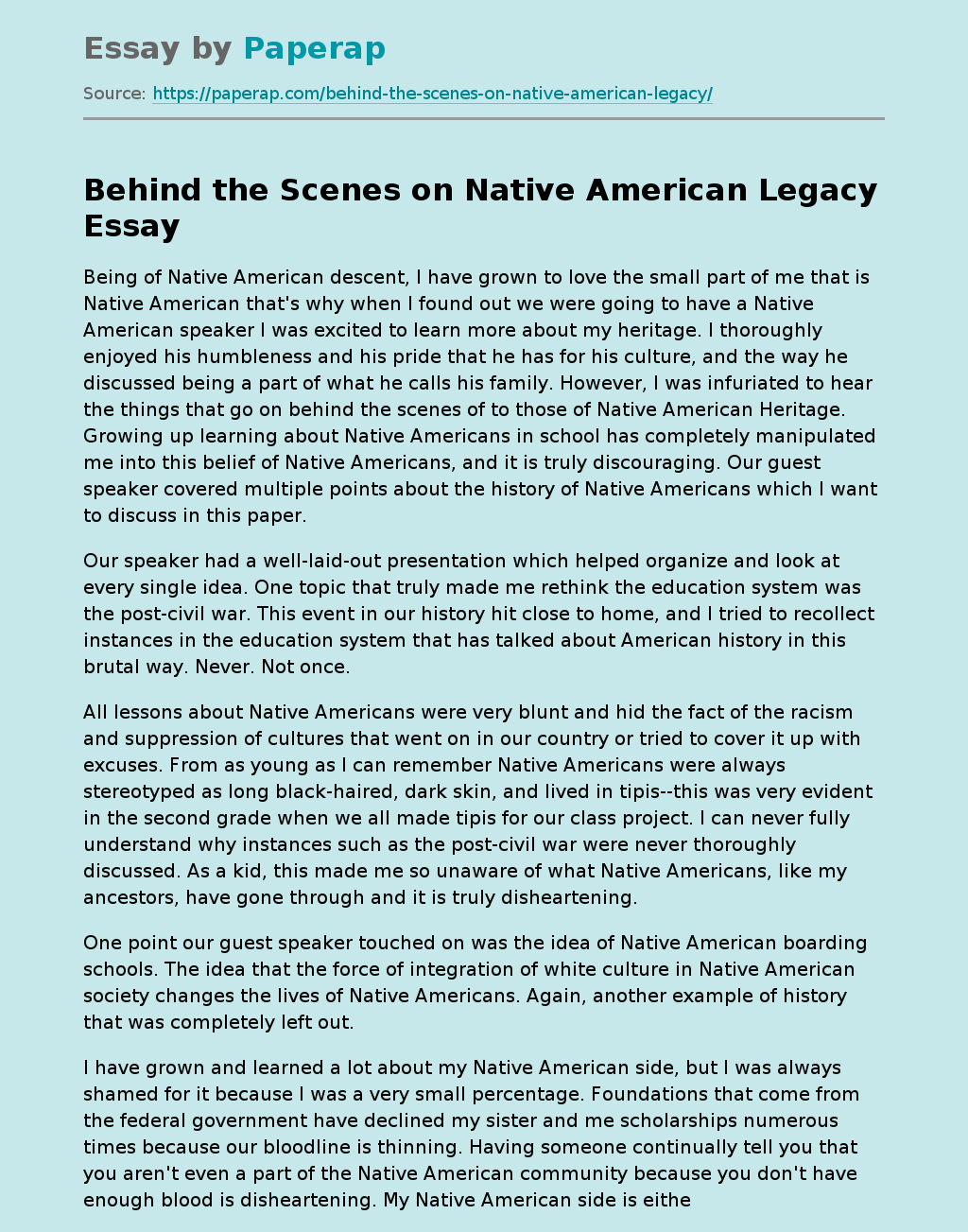 Behind the Scenes on Native American Legacy