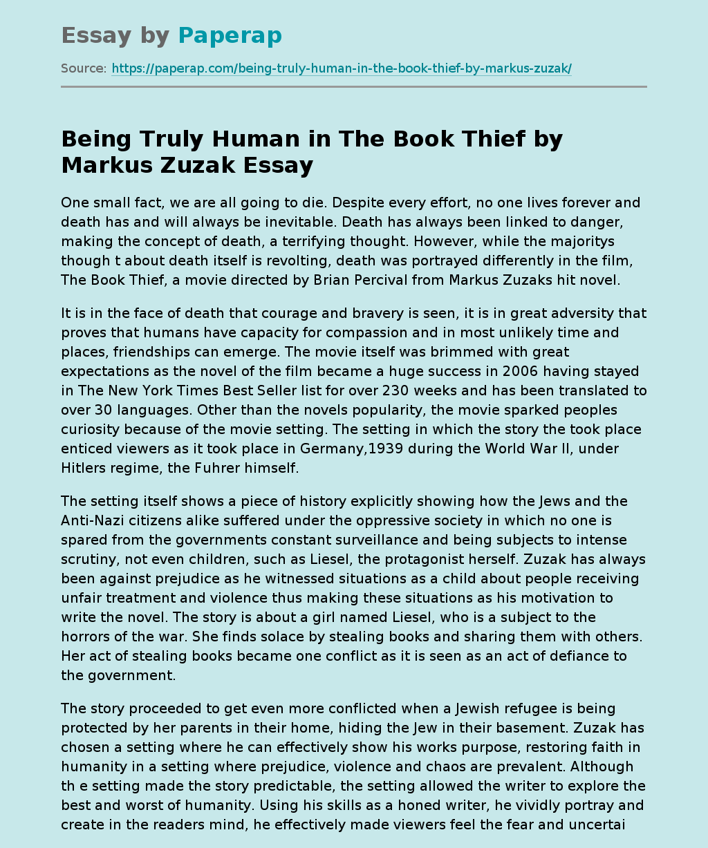 Being Truly Human in "The Book Thief" by Markus Zuzak
