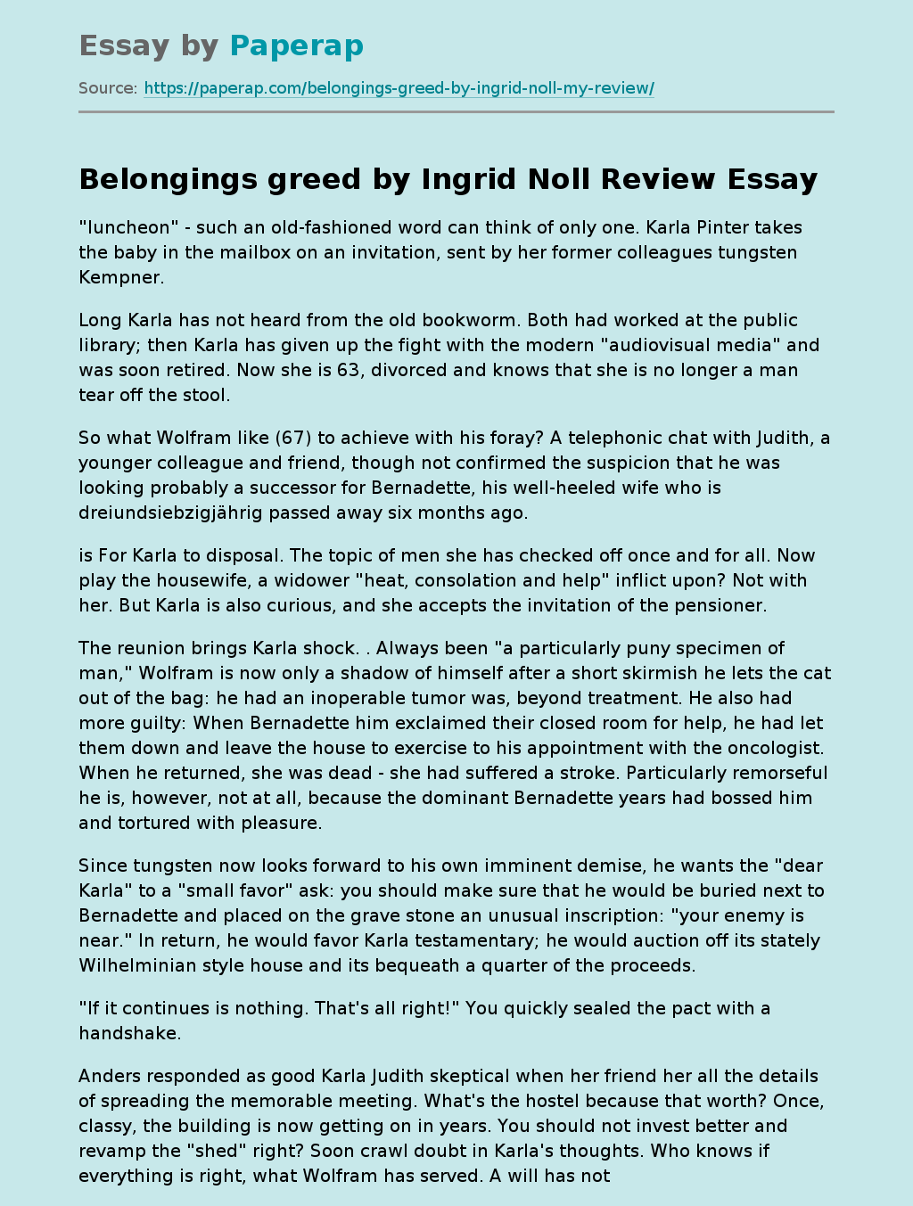 "Belongings Greed" by Ingrid Noll