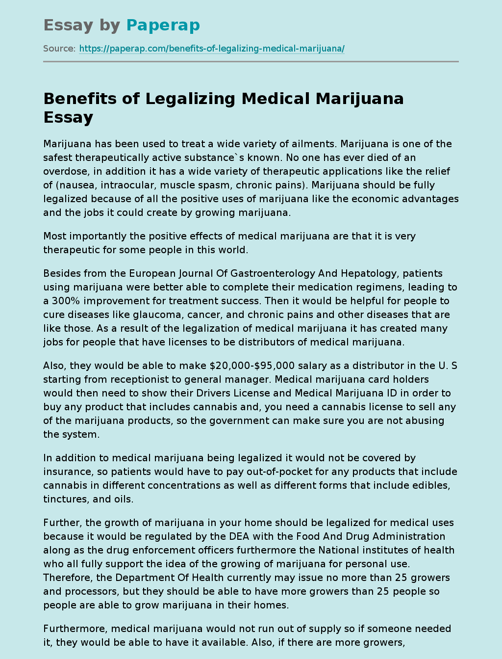 Benefits of Legalizing Medical Marijuana