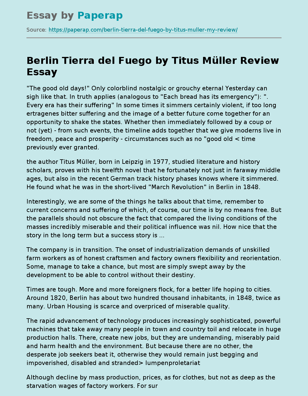 "Berlin Tierra del Fuego" by Titus Müller Review