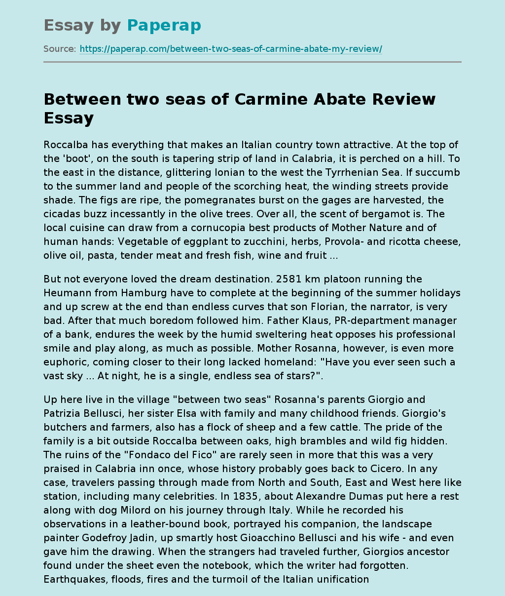 Between two seas of Carmine Abate Review