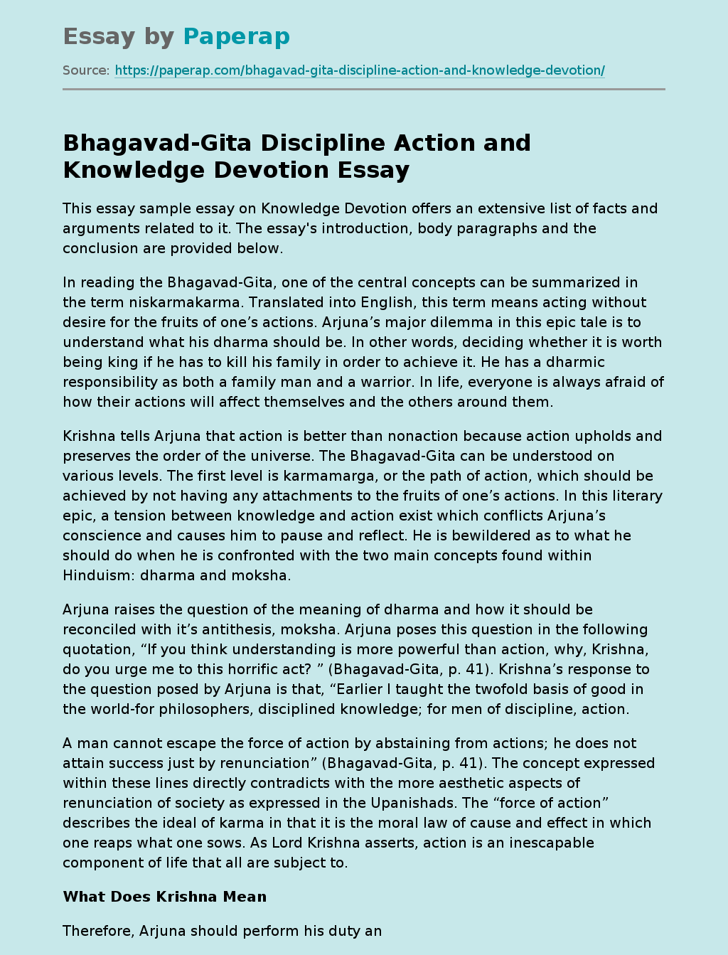 argumentative essay topics on bhagavad gita