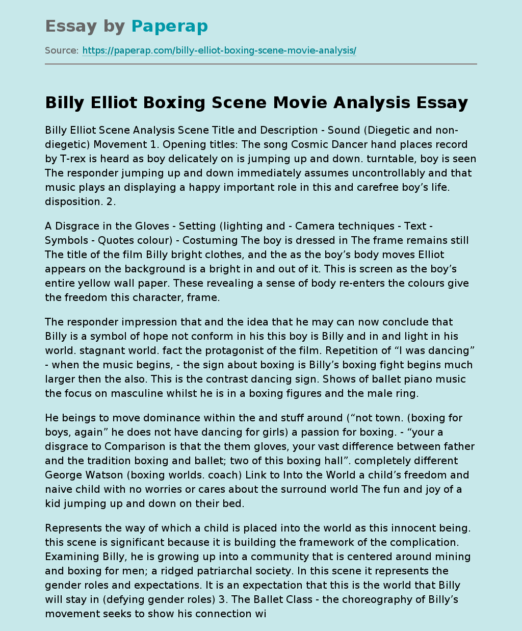 Billy Elliot Boxing Scene Movie Analysis